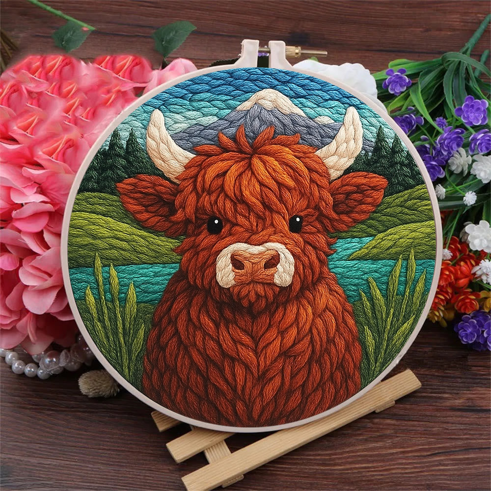 Highland Cow Punch Needle  Kit - Handmade Animal Needlework |  Easy For Adults And Children Craft - image 4