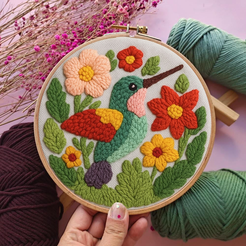 Spring Hummingbird Punch Needle  Kit - Flowers Blossom Craft | Nice Gifts For Animal Lovers - image 5