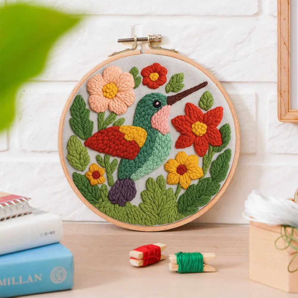 Spring Hummingbird Punch Needle  Kit - Flowers Blossom Craft | Nice Gifts For Animal Lovers - image 4