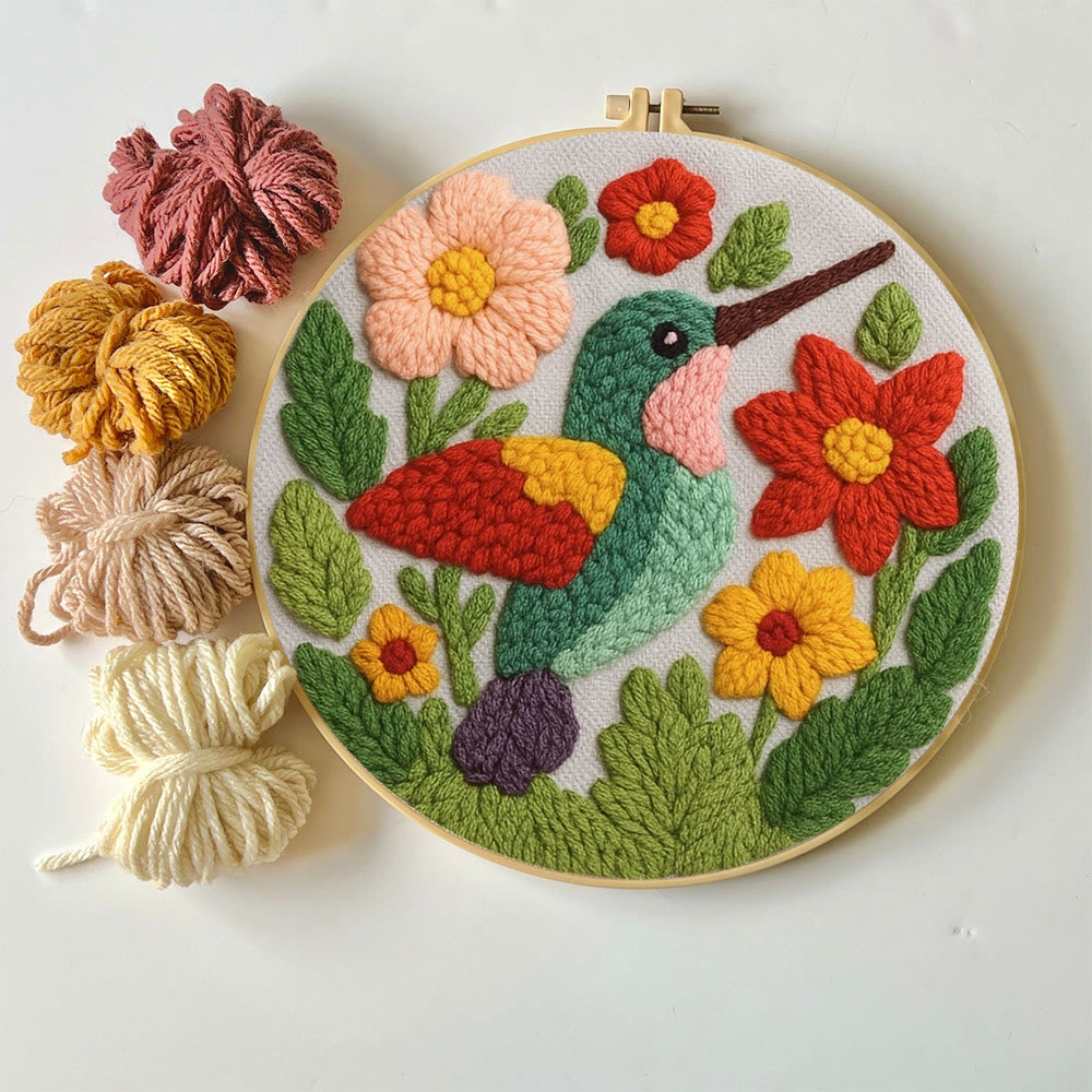 Spring Hummingbird Punch Needle  Kit - Flowers Blossom Craft | Nice Gifts For Animal Lovers - image 3