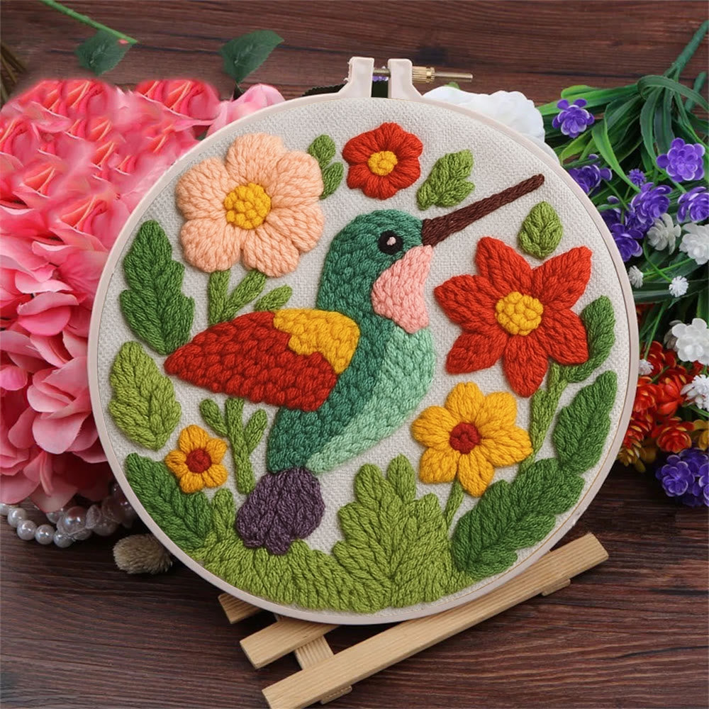 Spring Hummingbird Punch Needle  Kit - Flowers Blossom Craft | Nice Gifts For Animal Lovers - image 7
