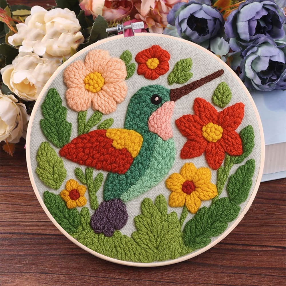 Spring Hummingbird Punch Needle  Kit - Flowers Blossom Craft | Nice Gifts For Animal Lovers - image 8