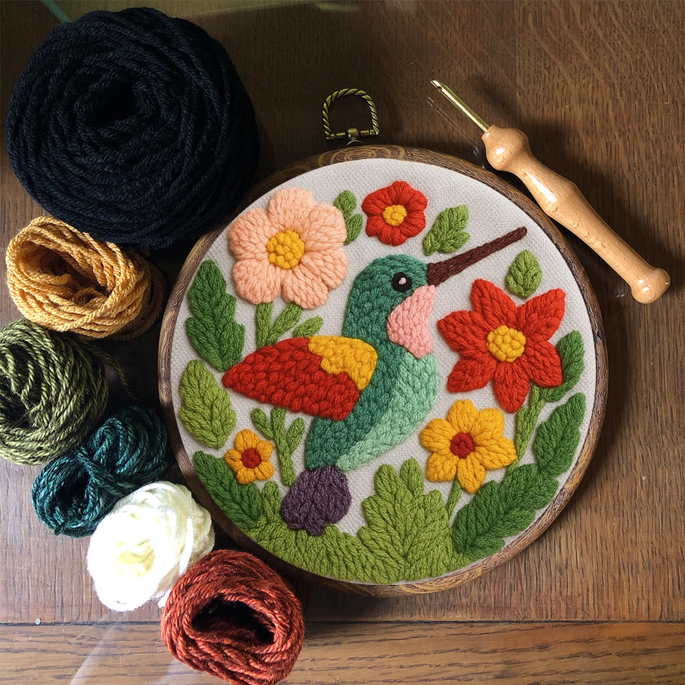 Spring Hummingbird Punch Needle  Kit - Flowers Blossom Craft | Nice Gifts For Animal Lovers - image 9