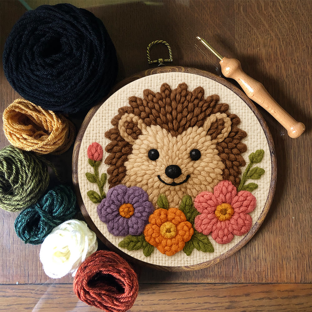  Floral Hedgehog Punch Needle  Kit - Animal Yarn Craft | Handmade Tufted Gifts - image 9