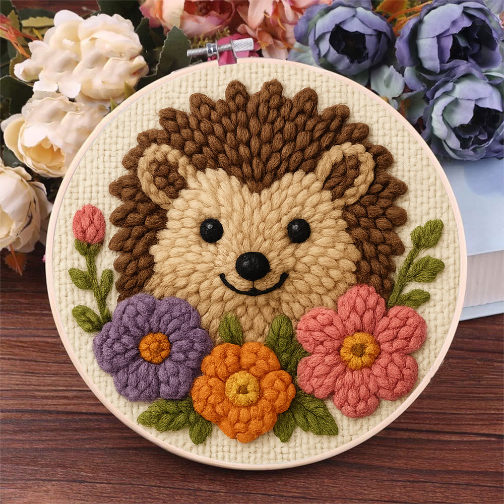  Floral Hedgehog Punch Needle  Kit - Animal Yarn Craft | Handmade Tufted Gifts - image 6