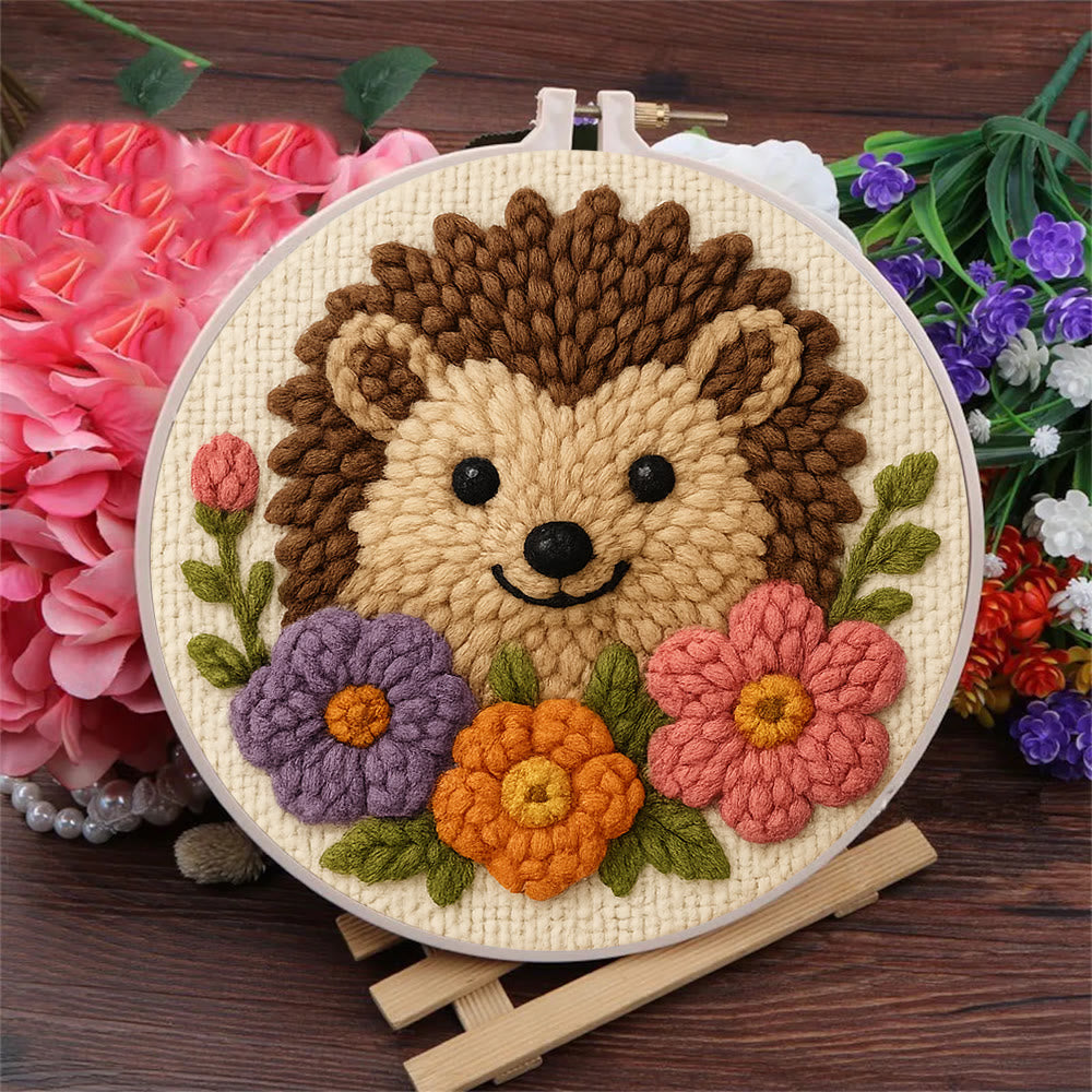  Floral Hedgehog Punch Needle  Kit - Animal Yarn Craft | Handmade Tufted Gifts - image 8