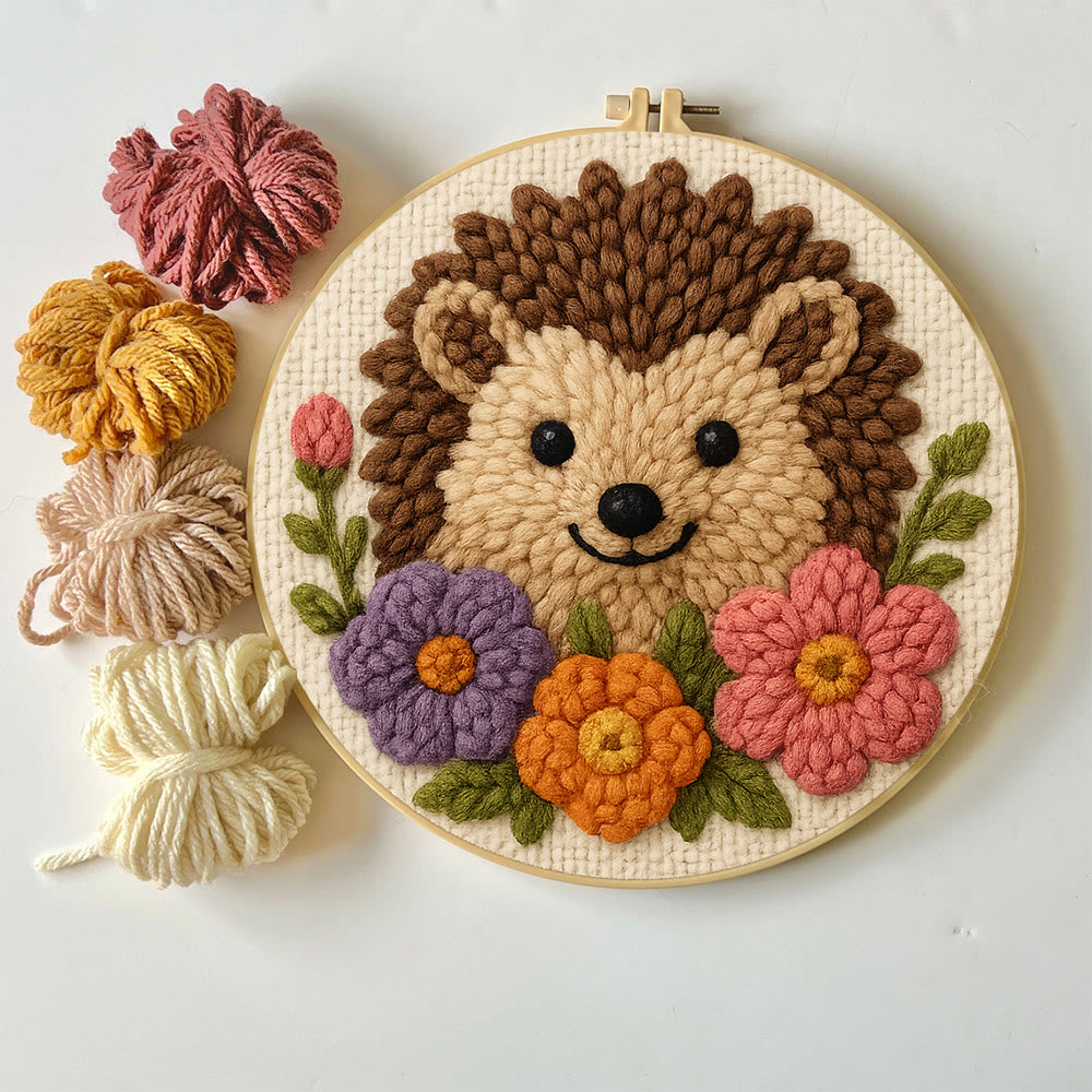  Floral Hedgehog Punch Needle  Kit - Animal Yarn Craft | Handmade Tufted Gifts - image 7