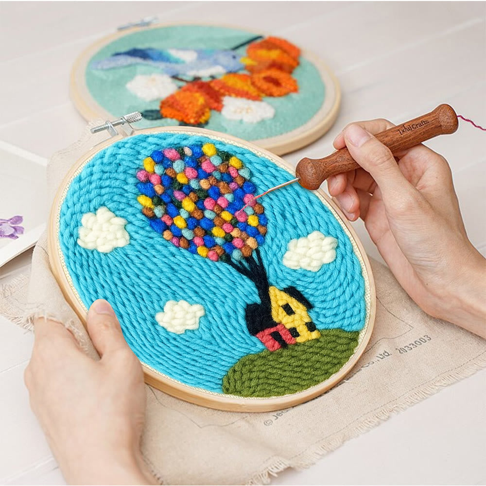 Colourful Balloon House Punch Needle  Kit - Wall Hanging Decoration | Perfect Gift For Crafters - image 2