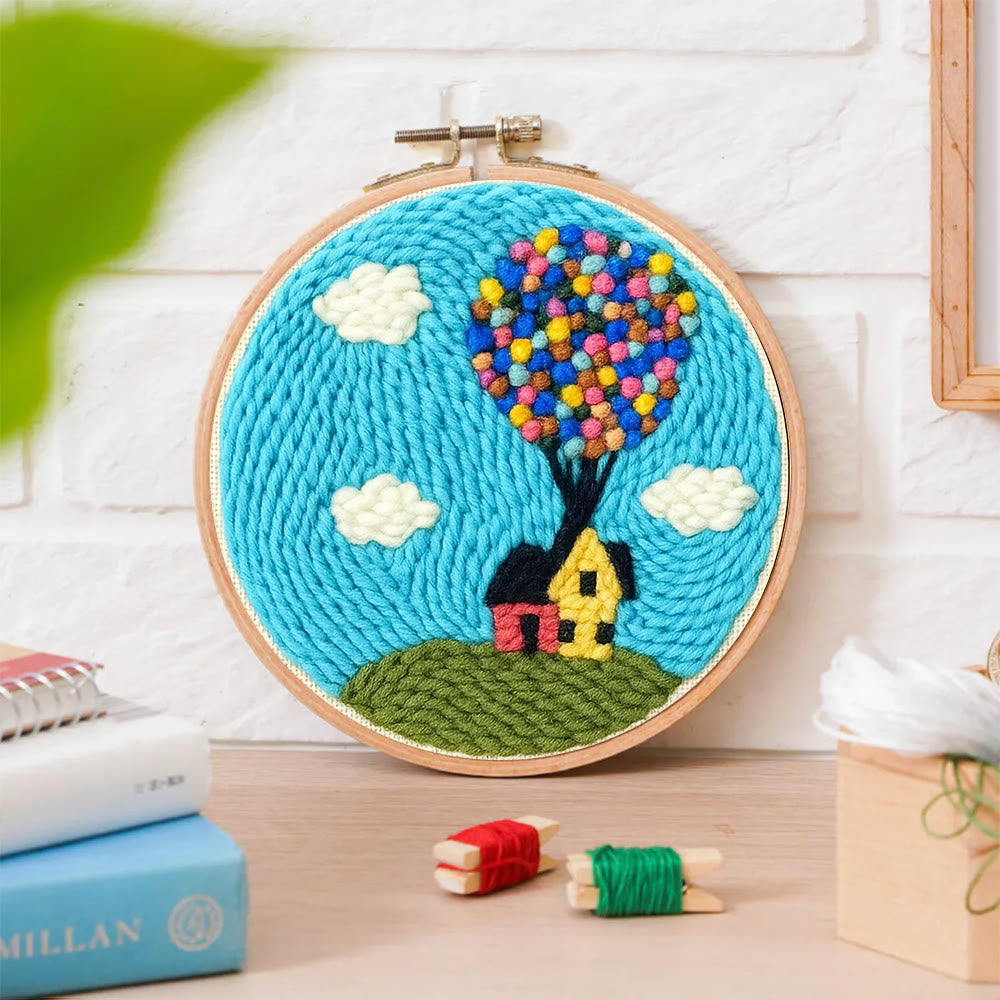 Colourful Balloon House Punch Needle  Kit - Wall Hanging Decoration | Perfect Gift For Crafters - image 4