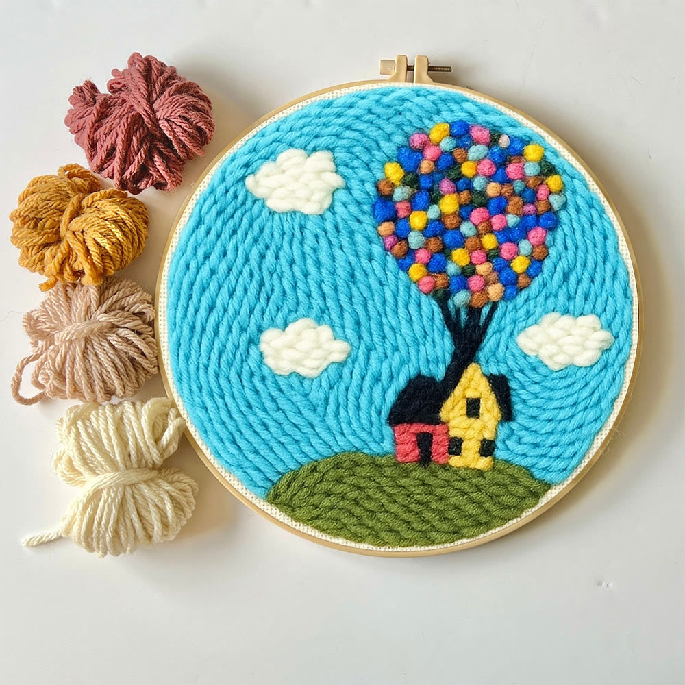 Colourful Balloon House Punch Needle  Kit - Wall Hanging Decoration | Perfect Gift For Crafters - image 3