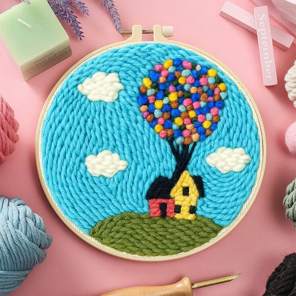 Colourful Balloon House Punch Needle  Kit - Wall Hanging Decoration | Perfect Gift For Crafters - image 6