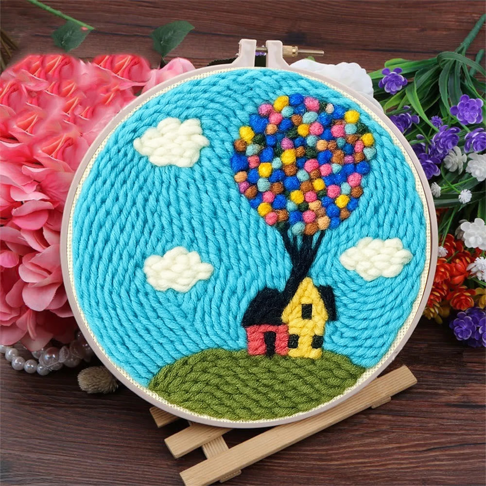 Colourful Balloon House Punch Needle  Kit - Wall Hanging Decoration | Perfect Gift For Crafters - image 9