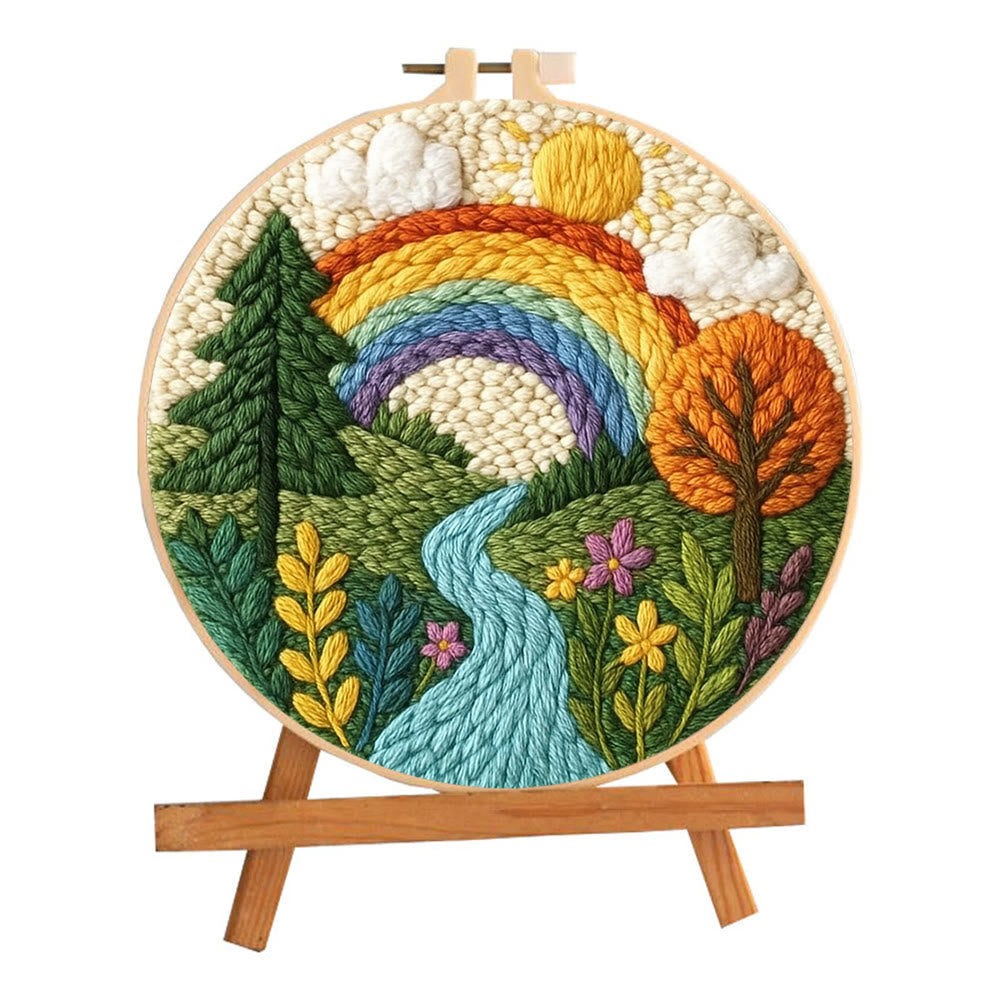 Rainbow Riverside Punch Needle  Kit - Beautiful Scenery Craft | Nice For Housewarming Gifts - image 1