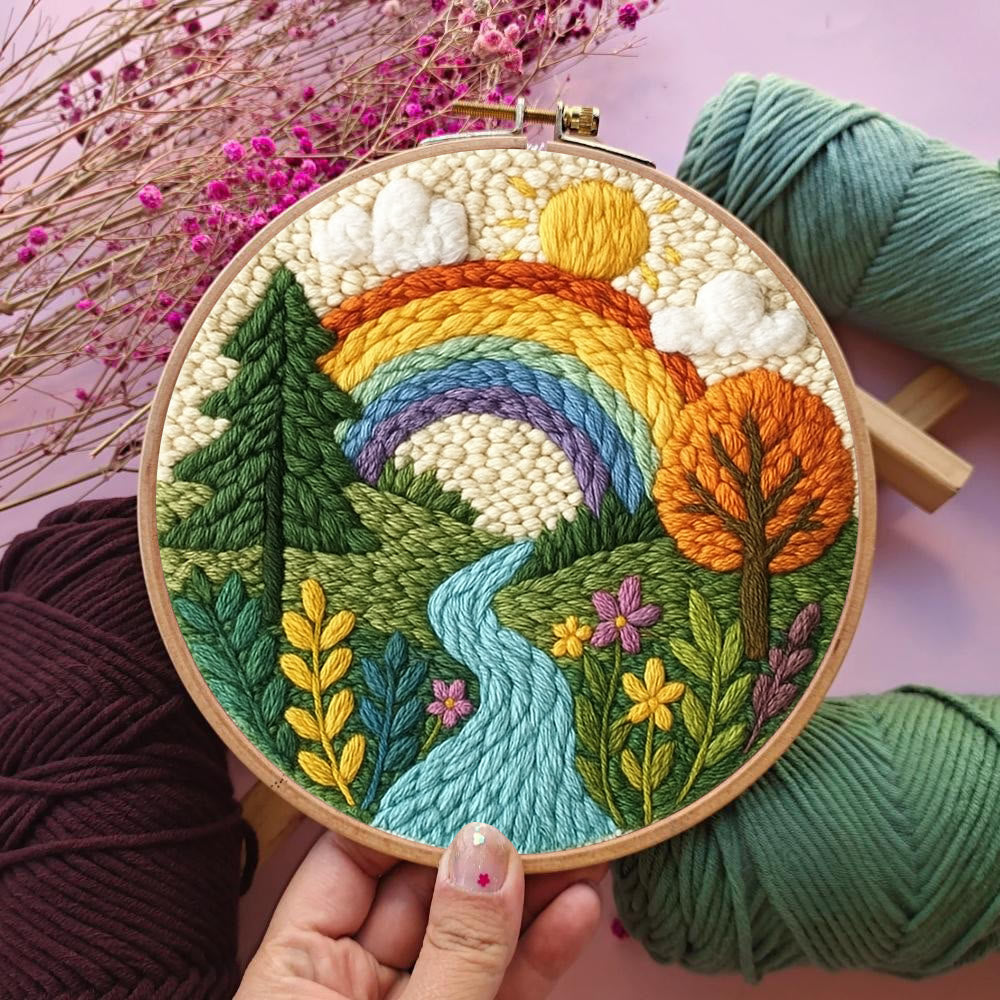 Rainbow Riverside Punch Needle  Kit - Beautiful Scenery Craft | Nice For Housewarming Gifts - image 7