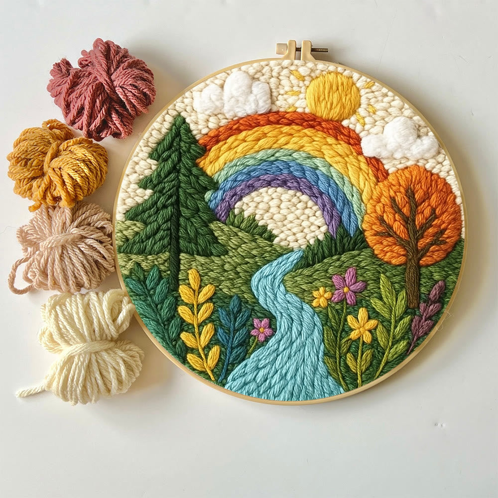 Rainbow Riverside Punch Needle  Kit - Beautiful Scenery Craft | Nice For Housewarming Gifts - image 3