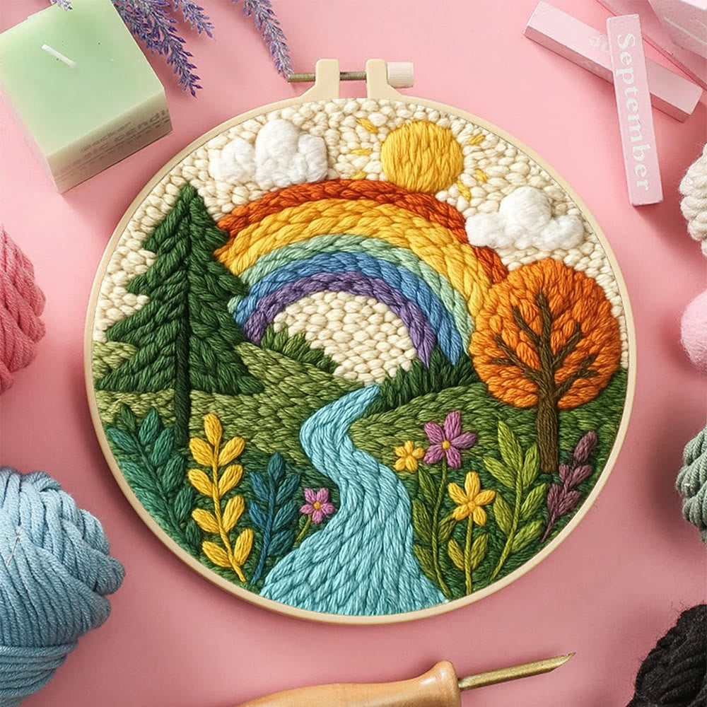 Rainbow Riverside Punch Needle  Kit - Beautiful Scenery Craft | Nice For Housewarming Gifts - image 6