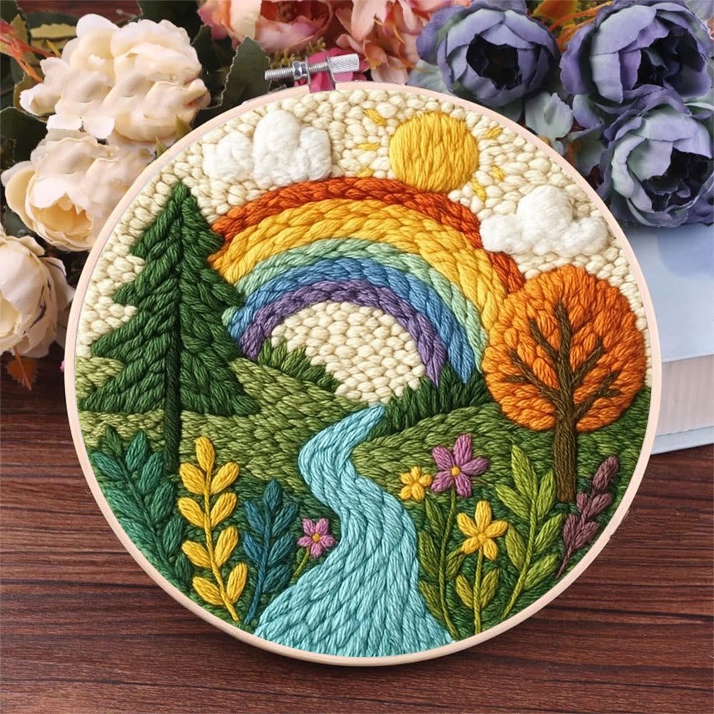 Rainbow Riverside Punch Needle  Kit - Beautiful Scenery Craft | Nice For Housewarming Gifts - image 5