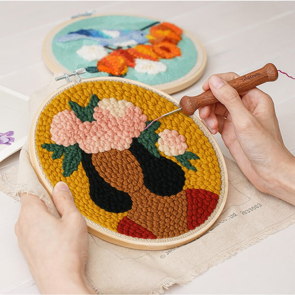  Floral Women Punch Needle  Kit - Unique Home Decor | Diy Handmade Craft - image 7