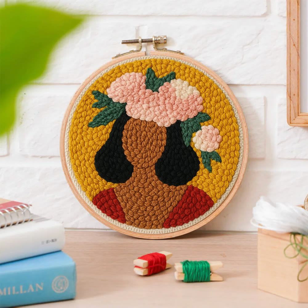  Floral Women Punch Needle  Kit - Unique Home Decor | Diy Handmade Craft - image 9