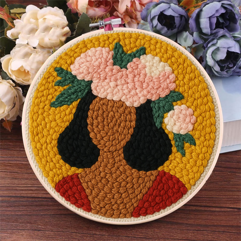  Floral Women Punch Needle  Kit - Unique Home Decor | Diy Handmade Craft - image 2