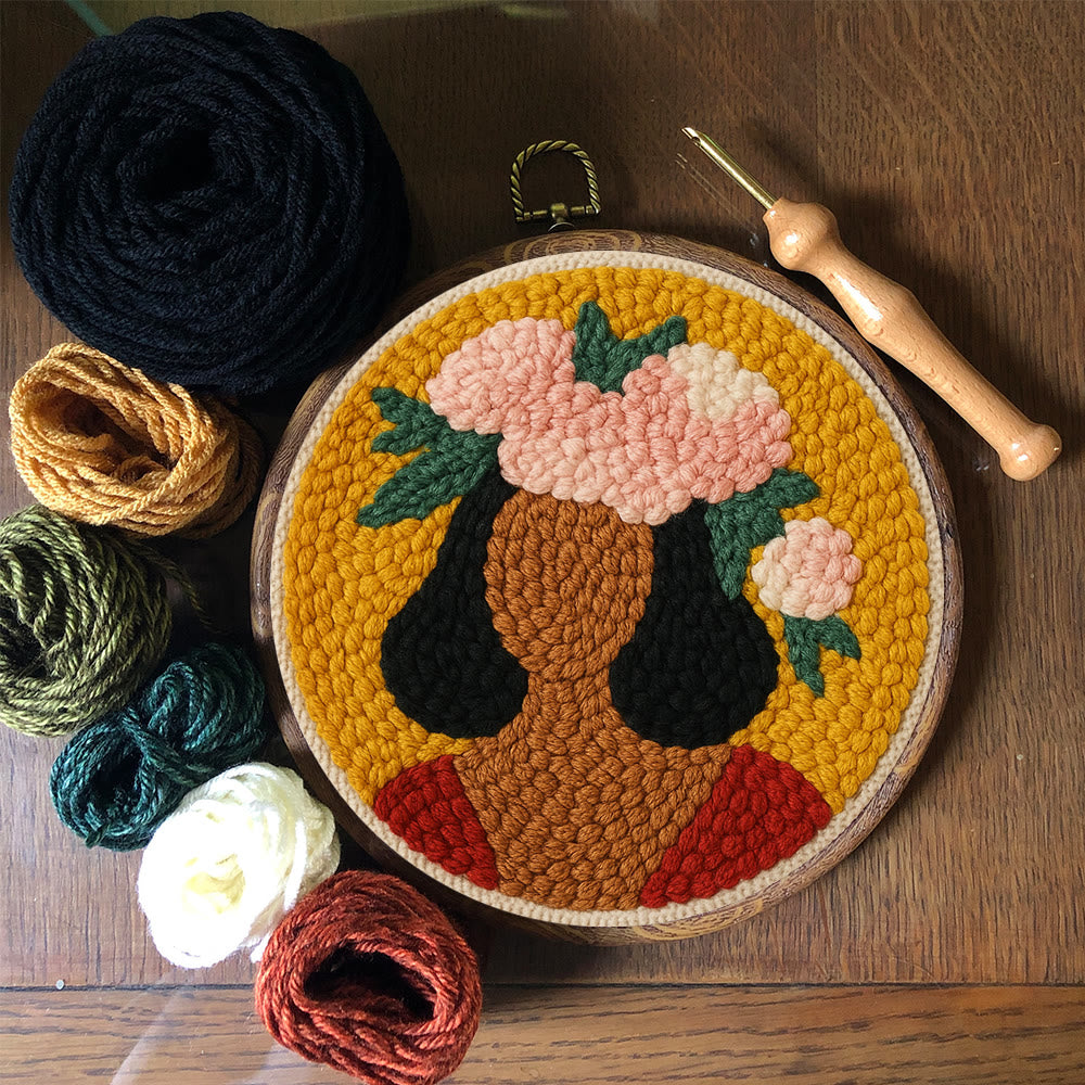  Floral Women Punch Needle  Kit - Unique Home Decor | Diy Handmade Craft - image 5