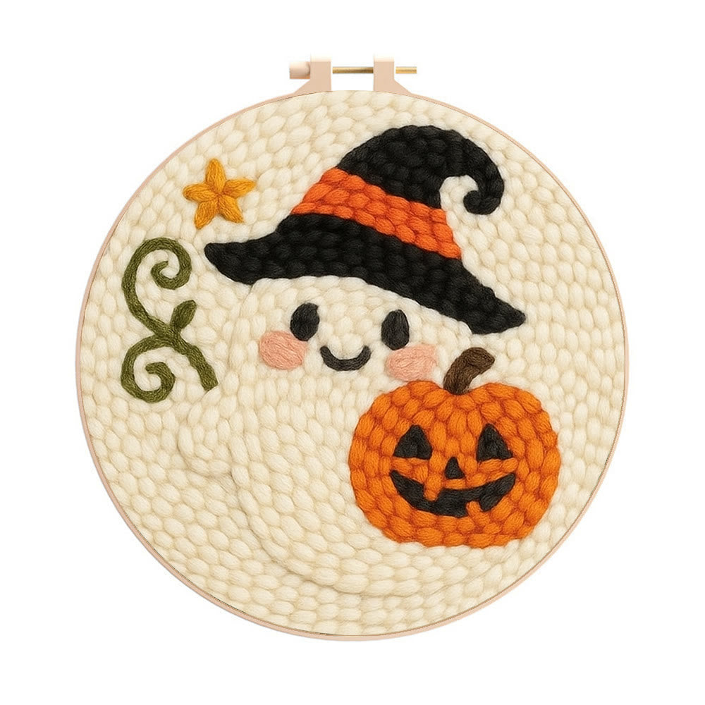 Cute Ghost Punch Needle  Kit - Spooky Halloween Needlework | Perfect Halloween Gift - 20cm*20cm - image 0