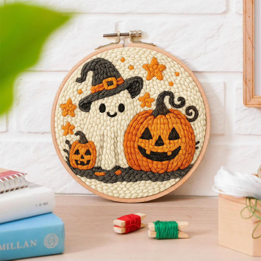 Whimsical Ghost Punch Needle  Kit - Holiday Wall Artwork | Yarn Craft For Starter - image 4