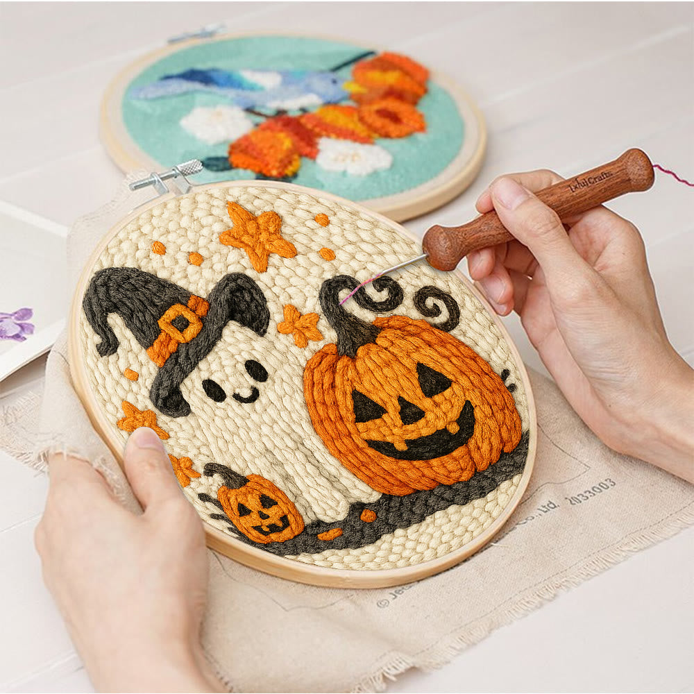 Whimsical Ghost Punch Needle  Kit - Holiday Wall Artwork | Yarn Craft For Starter - image 2