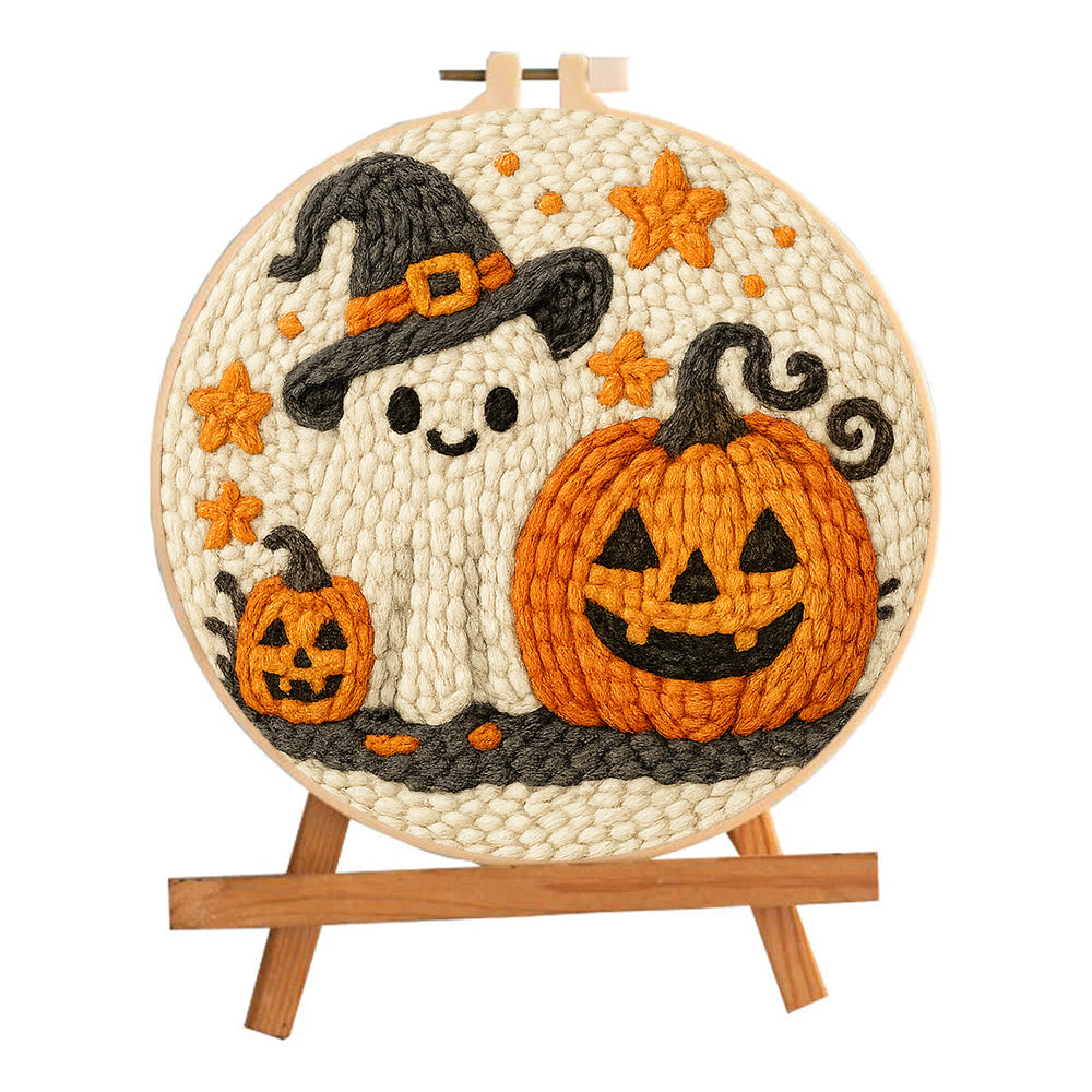 Whimsical Ghost Punch Needle  Kit - Holiday Wall Artwork | Yarn Craft For Starter - image 1