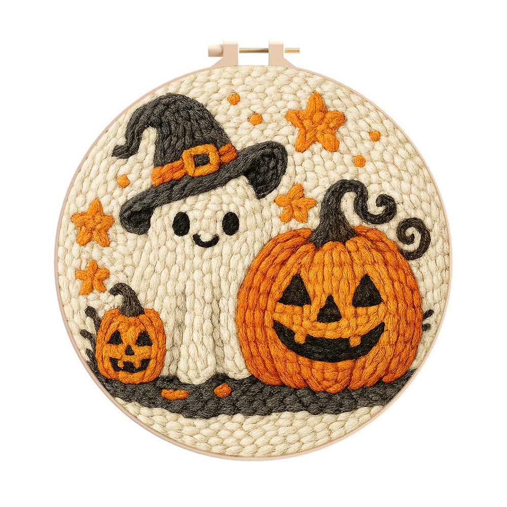 Whimsical Ghost Punch Needle  Kit - Holiday Wall Artwork | Yarn Craft For Starter - 20cm*20cm - image 0