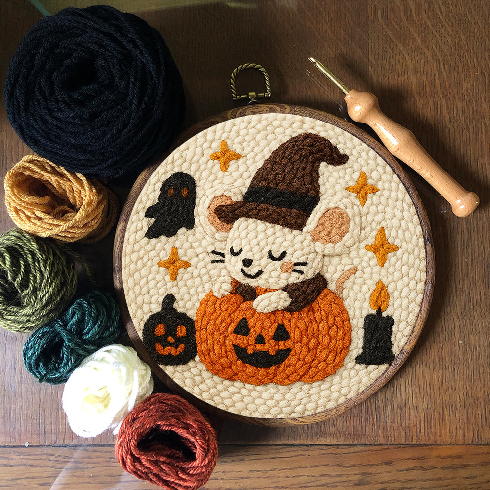 Pumpkin Mouse Punch Needle  Kit - Adorable Animal Craft | Spooky Halloween Decor - image 9