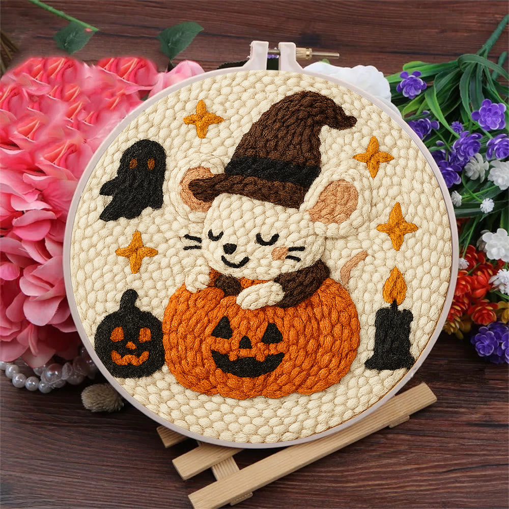 Pumpkin Mouse Punch Needle  Kit - Adorable Animal Craft | Spooky Halloween Decor - image 8