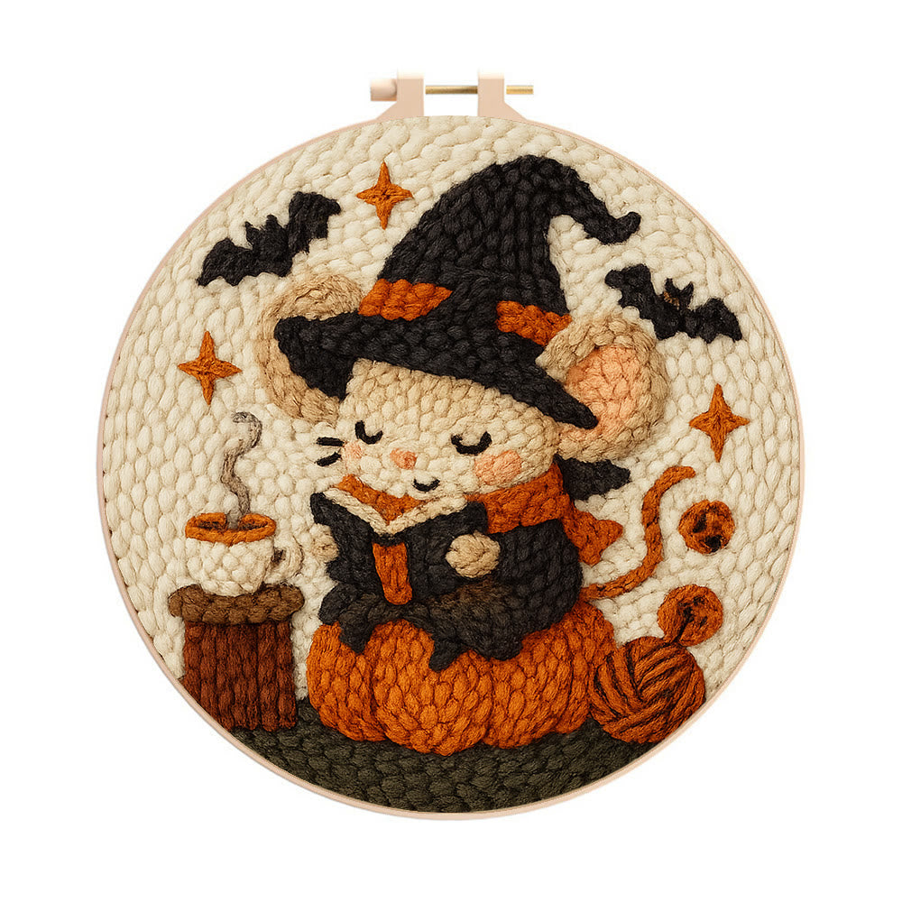 Wizard Mouse Punch Needle  Kit - Handmade Halloween Craft For Kids | Unique Wall Decoration - 20cm*20cm - image 0