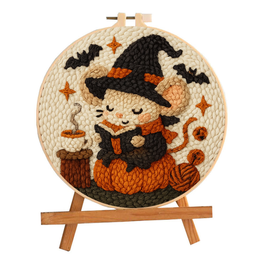 Wizard Mouse Punch Needle  Kit - Handmade Halloween Craft For Kids | Unique Wall Decoration - image 1