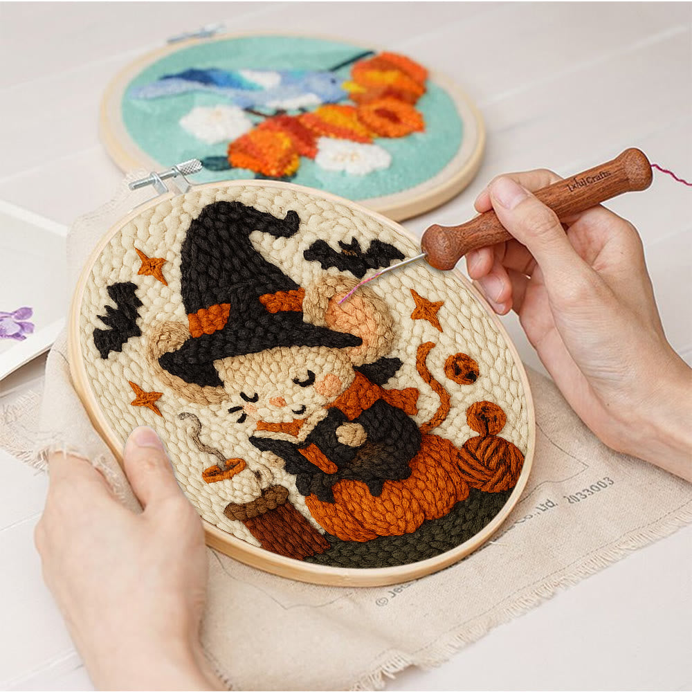 Wizard Mouse Punch Needle  Kit - Handmade Halloween Craft For Kids | Unique Wall Decoration - image 2