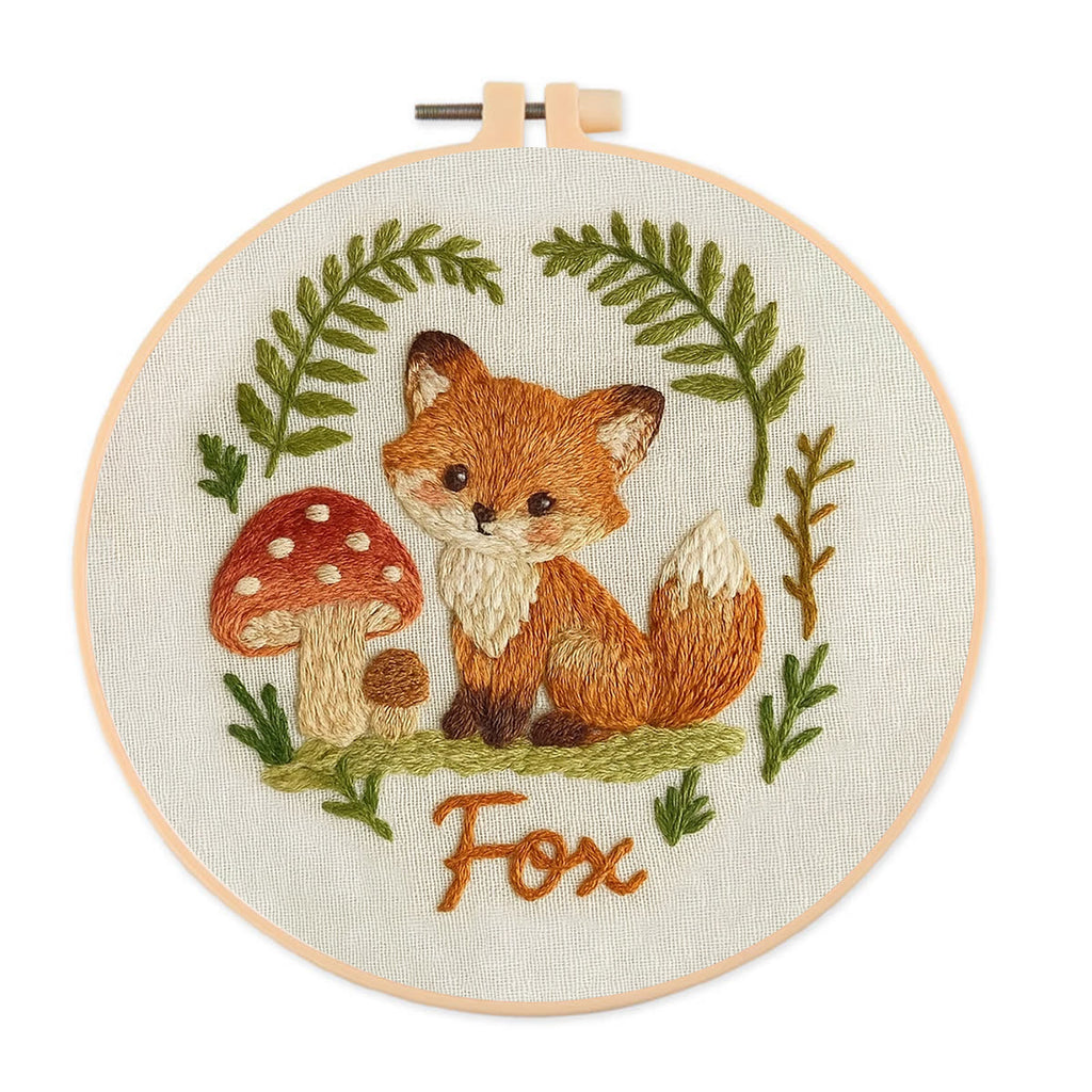 Rubbyoo Embroidery Kit - Forest Fox | Adorable Animal Sewing | Nice Desk Decor - 20*20cm - image 0