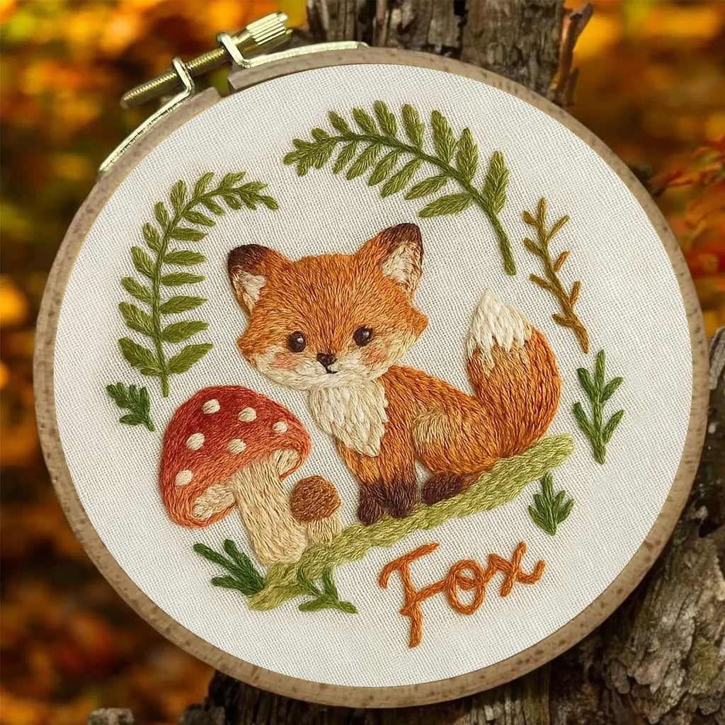 Rubbyoo Embroidery Kit - Forest Fox | Adorable Animal Sewing | Nice Desk Decor - image 1