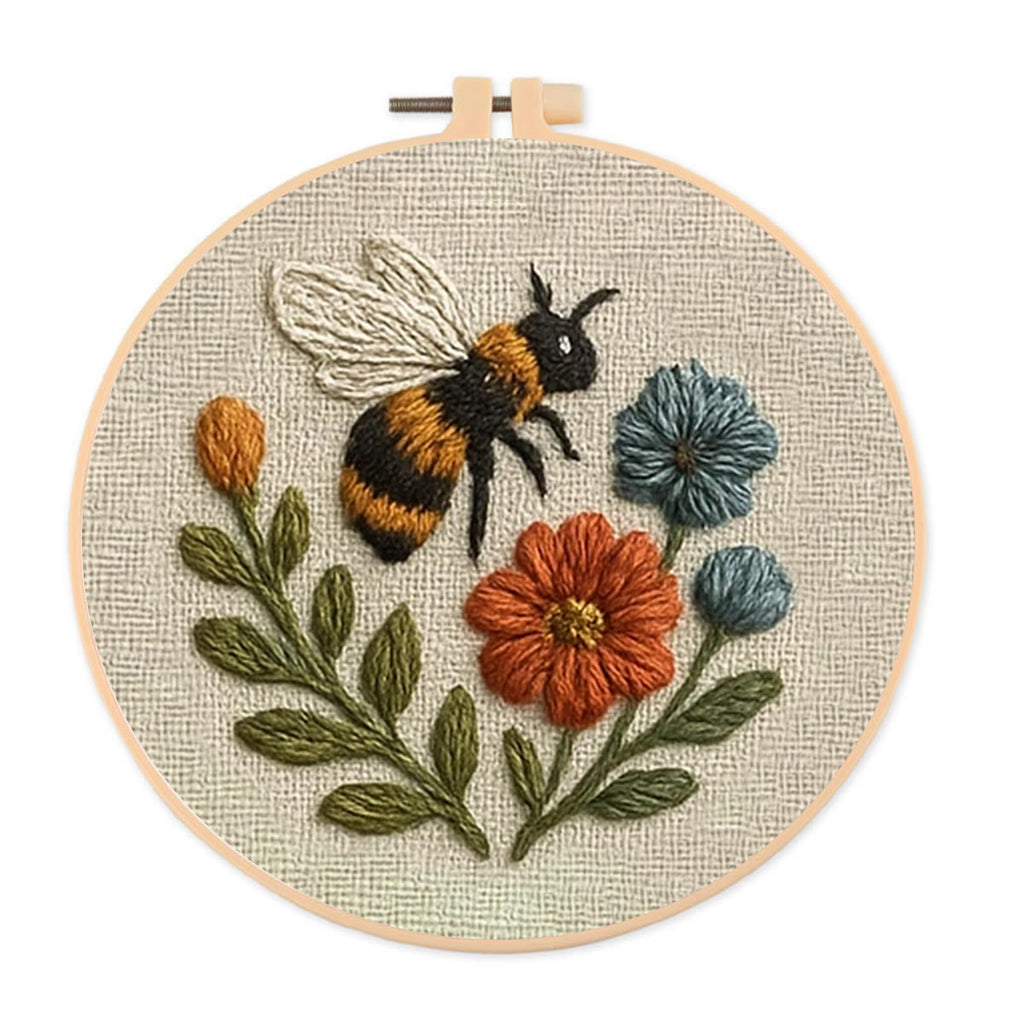 Rubbyoo Embroidery Kit - Forest Insects And Plants Series| Flower Handmade Craft | Landscape Stitch Artwork - Bee B - image 3