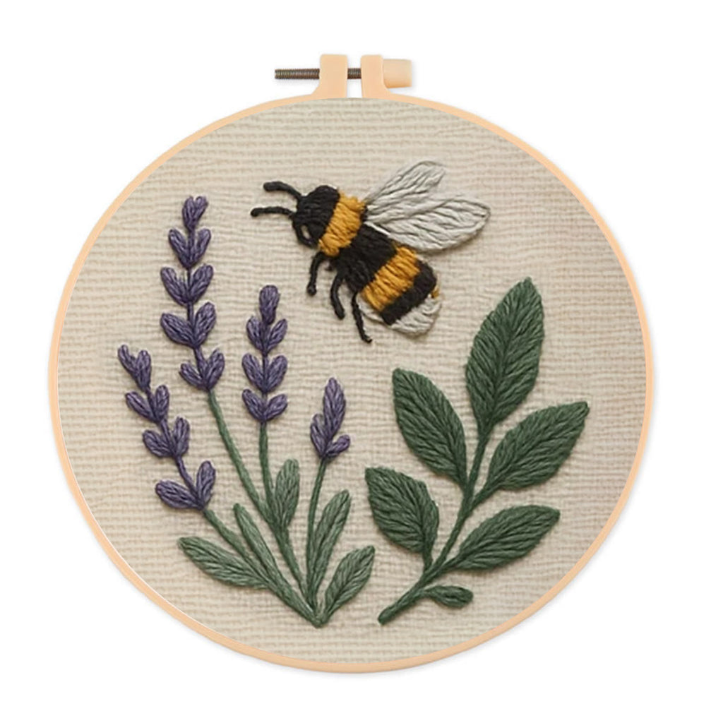 Rubbyoo Embroidery Kit - Forest Insects And Plants Series| Flower Handmade Craft | Landscape Stitch Artwork - Bee A - image 0