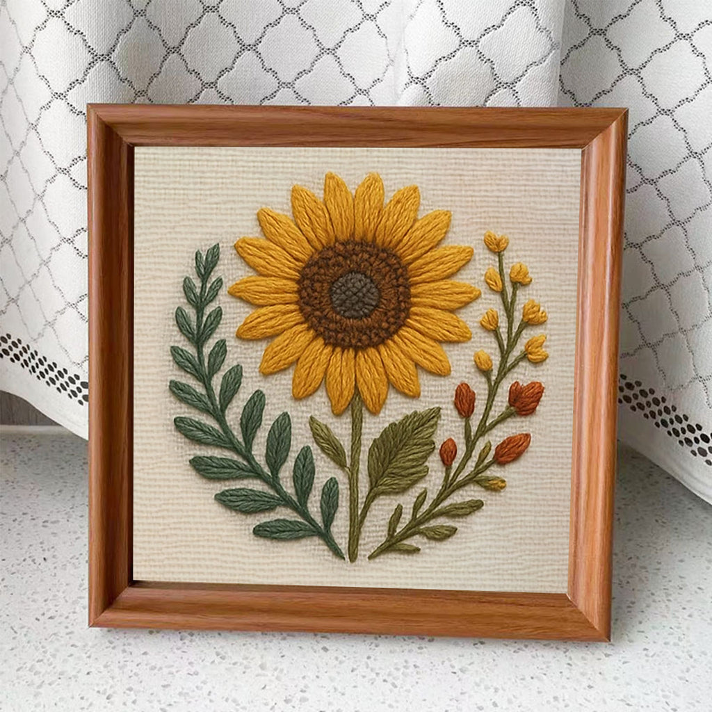 Rubbyoo Embroidery Kit - Forest Insects And Plants Series| Flower Handmade Craft | Landscape Stitch Artwork - Sunflower - Embroidery Kit Plus An Extra Frame - image 10