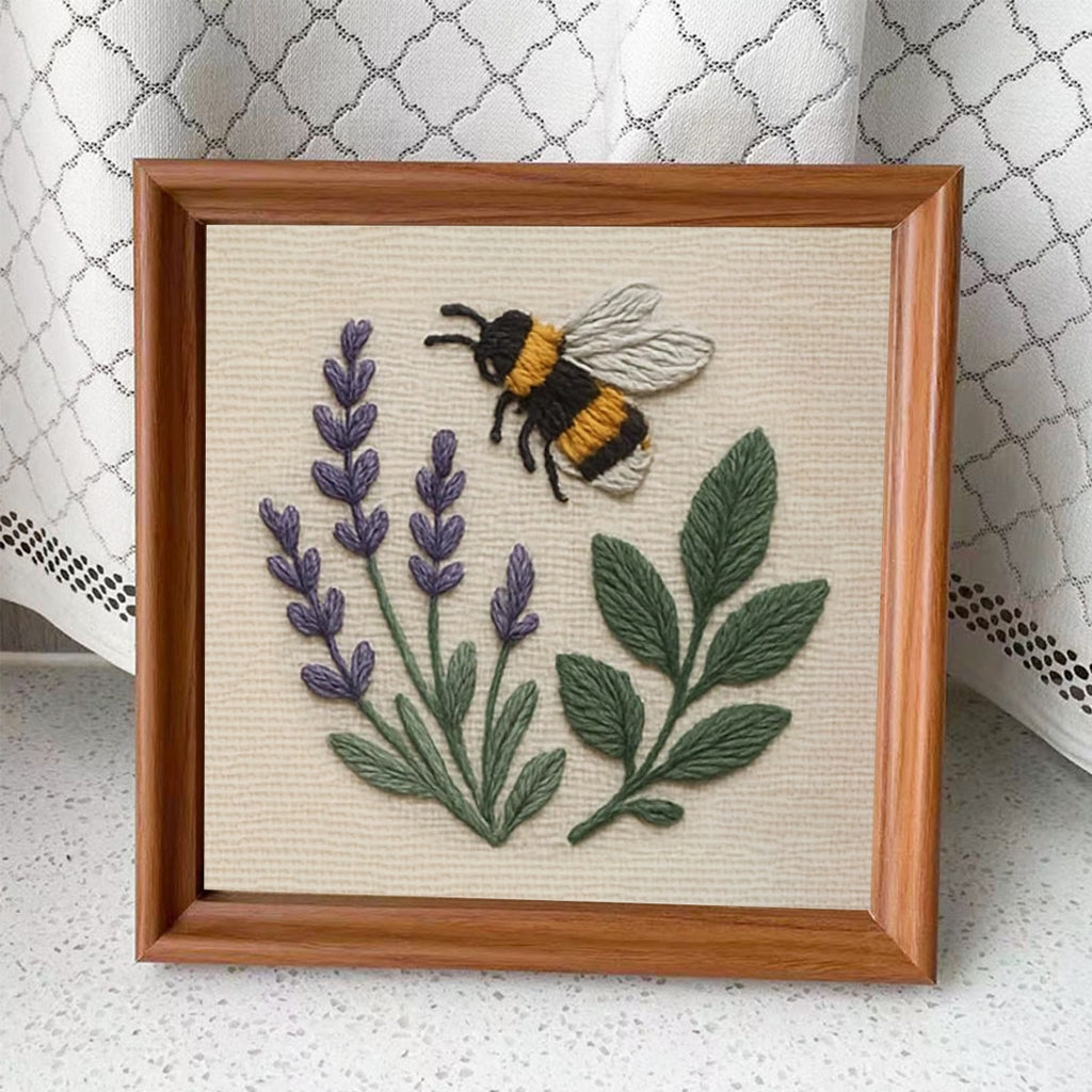 Rubbyoo Embroidery Kit - Forest Insects And Plants Series| Flower Handmade Craft | Landscape Stitch Artwork - Bee A - Embroidery Kit Plus An Extra Frame - image 8