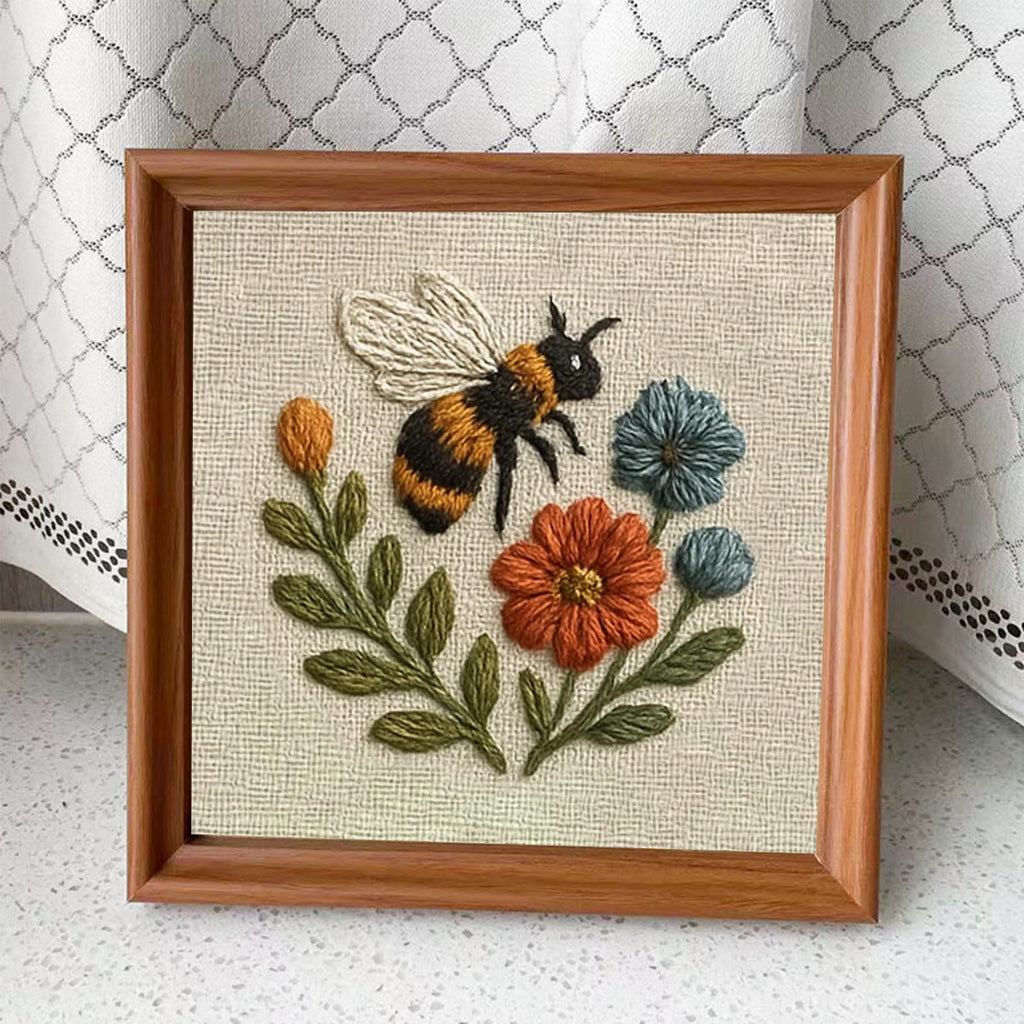Rubbyoo Embroidery Kit - Forest Insects And Plants Series| Flower Handmade Craft | Landscape Stitch Artwork - Bee B - Embroidery Kit Plus An Extra Frame - image 11