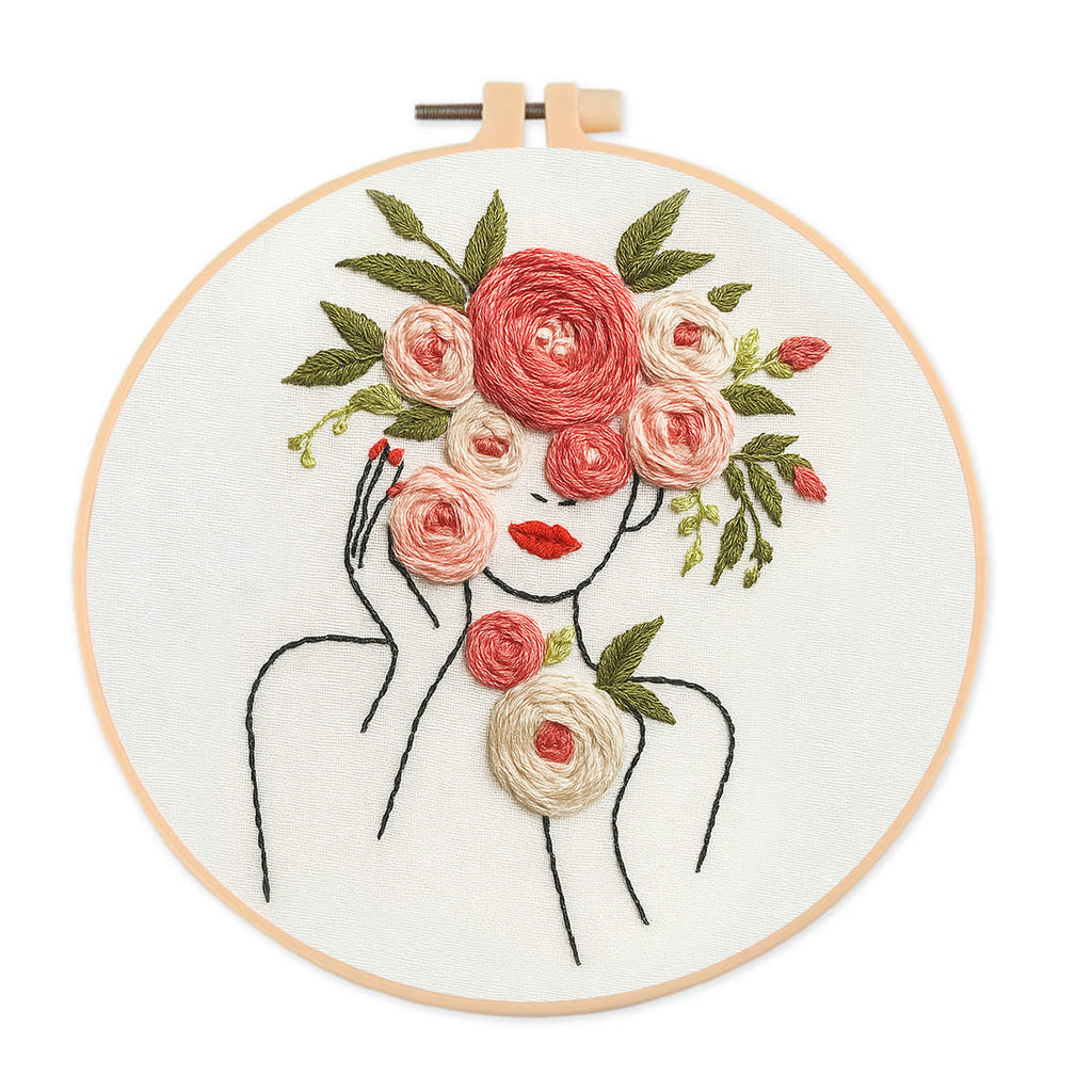 Rubbyoo Embroidery Kit - Floral Female Series |  Diy Stitching Gift | Perfect For Home Decor - D - image 3