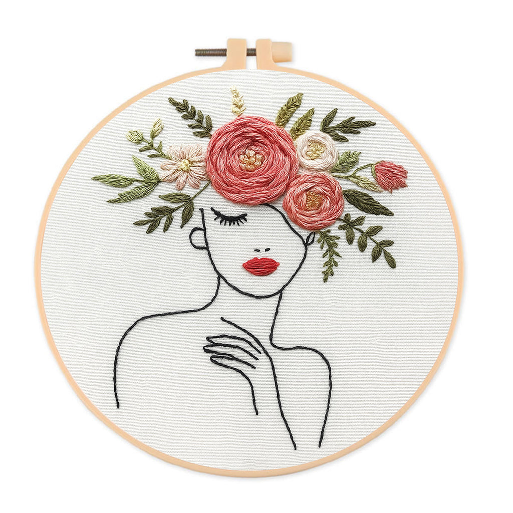Rubbyoo Embroidery Kit - Floral Female Series |  Diy Stitching Gift | Perfect For Home Decor - C  - image 2