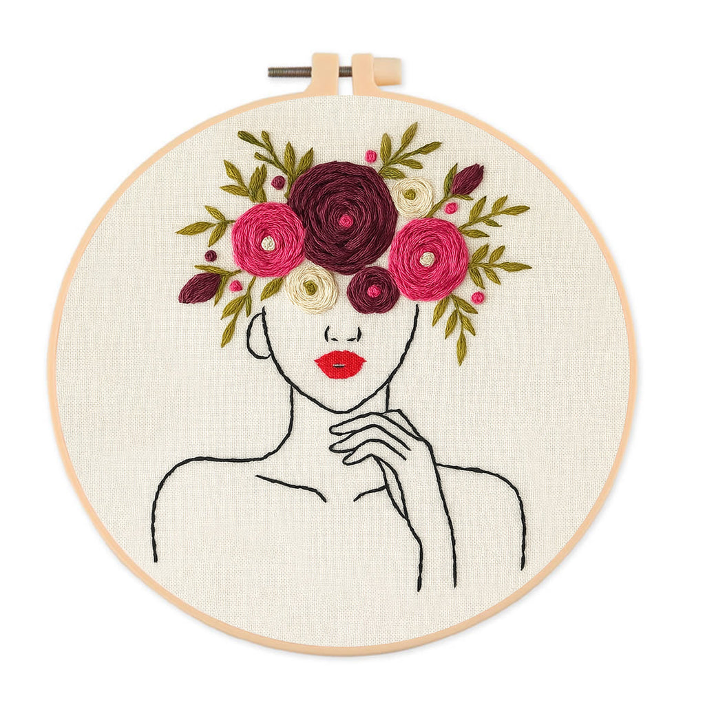 Rubbyoo Embroidery Kit - Floral Female Series |  Diy Stitching Gift | Perfect For Home Decor - A  - image 0