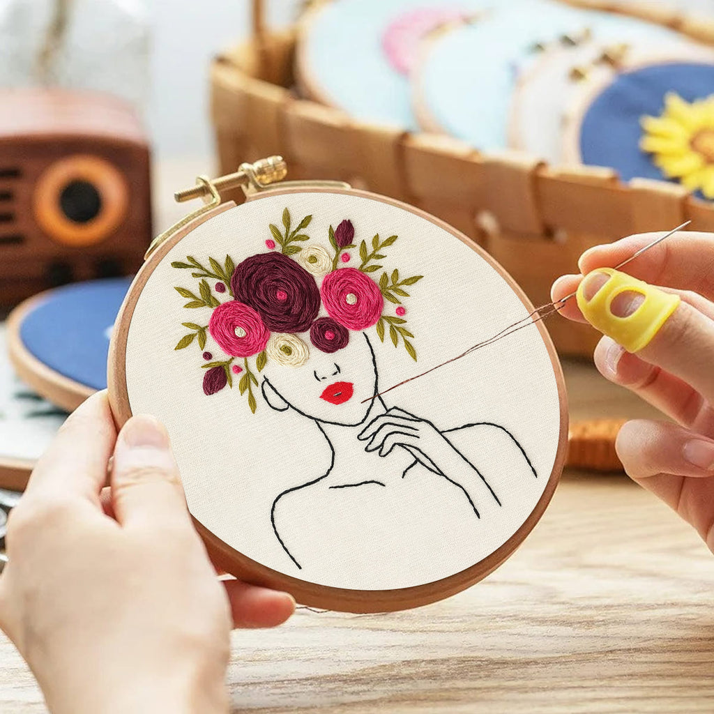 Rubbyoo Embroidery Kit - Floral Female Series |  Diy Stitching Gift | Perfect For Home Decor - image 4