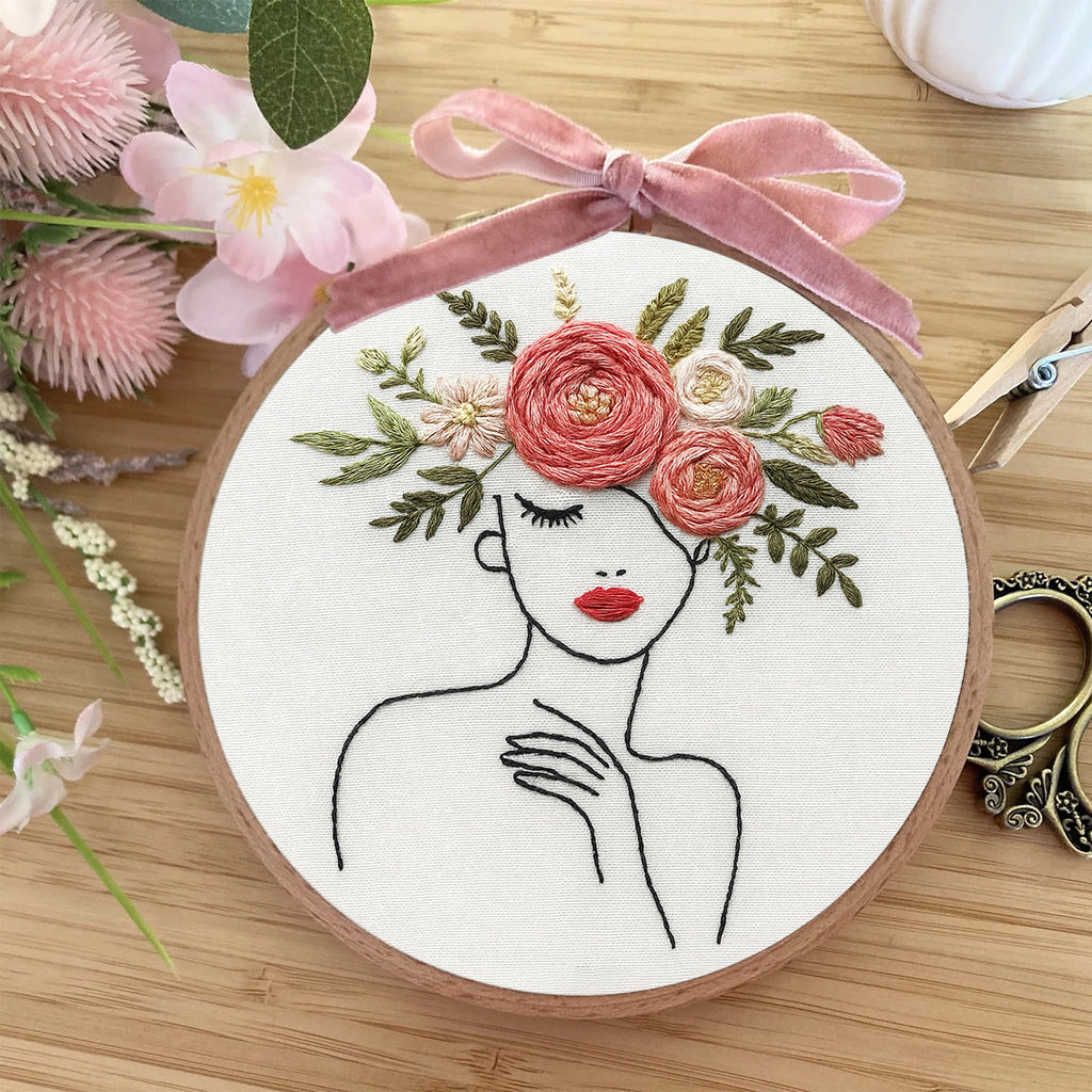 Rubbyoo Embroidery Kit - Floral Female Series |  Diy Stitching Gift | Perfect For Home Decor - image 5