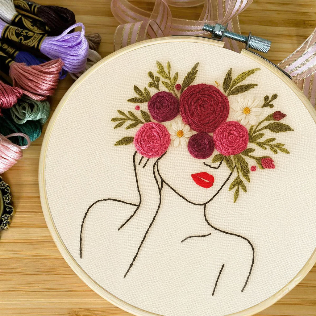 Rubbyoo Embroidery Kit - Floral Female Series |  Diy Stitching Gift | Perfect For Home Decor - image 6