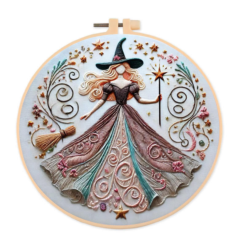 Rubbyoo Embroidery Kit - Halloween Powerful Witch | Diy Hanging Craft  | Gift For Needlework Lovers - 20*20cm - image 0