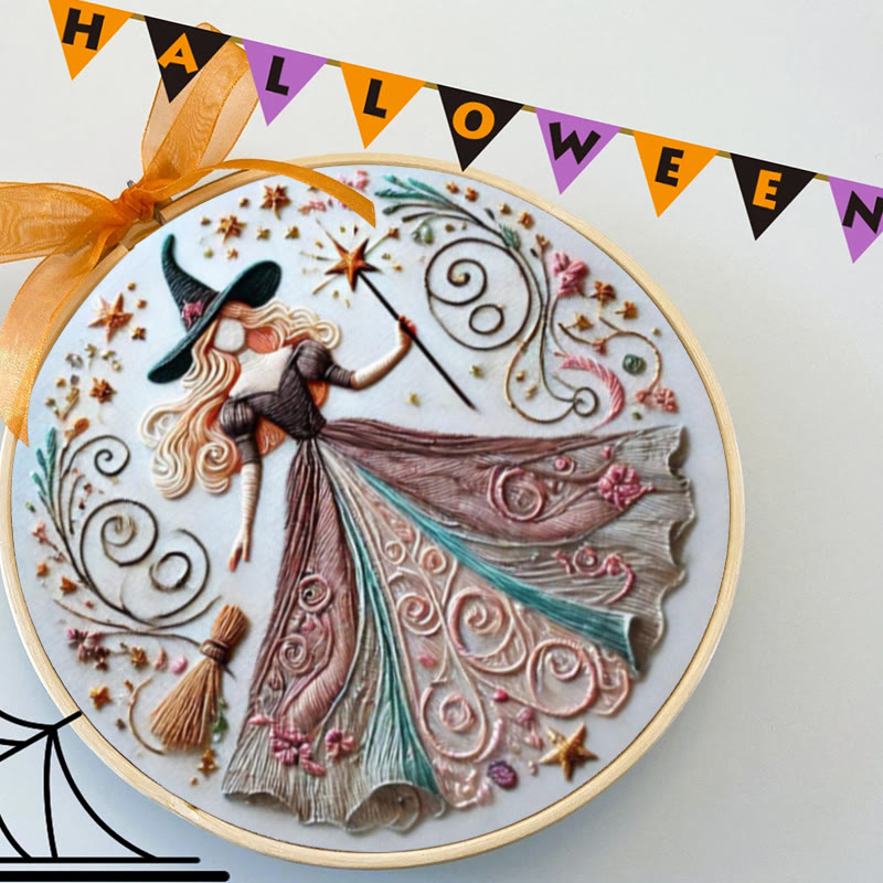 Rubbyoo Embroidery Kit - Halloween Powerful Witch | Diy Hanging Craft  | Gift For Needlework Lovers - image 5
